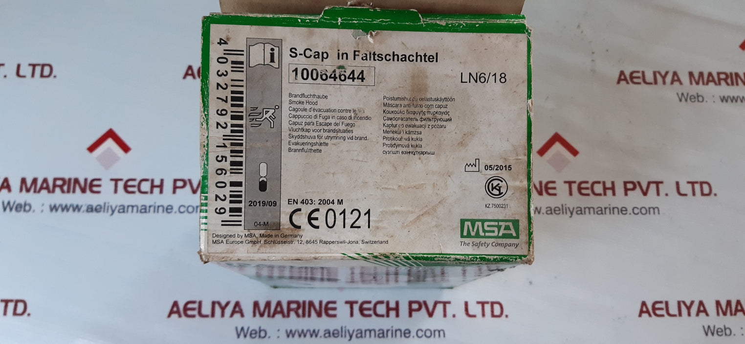 Msa 10064644 emergency escape hood,pvc,universal