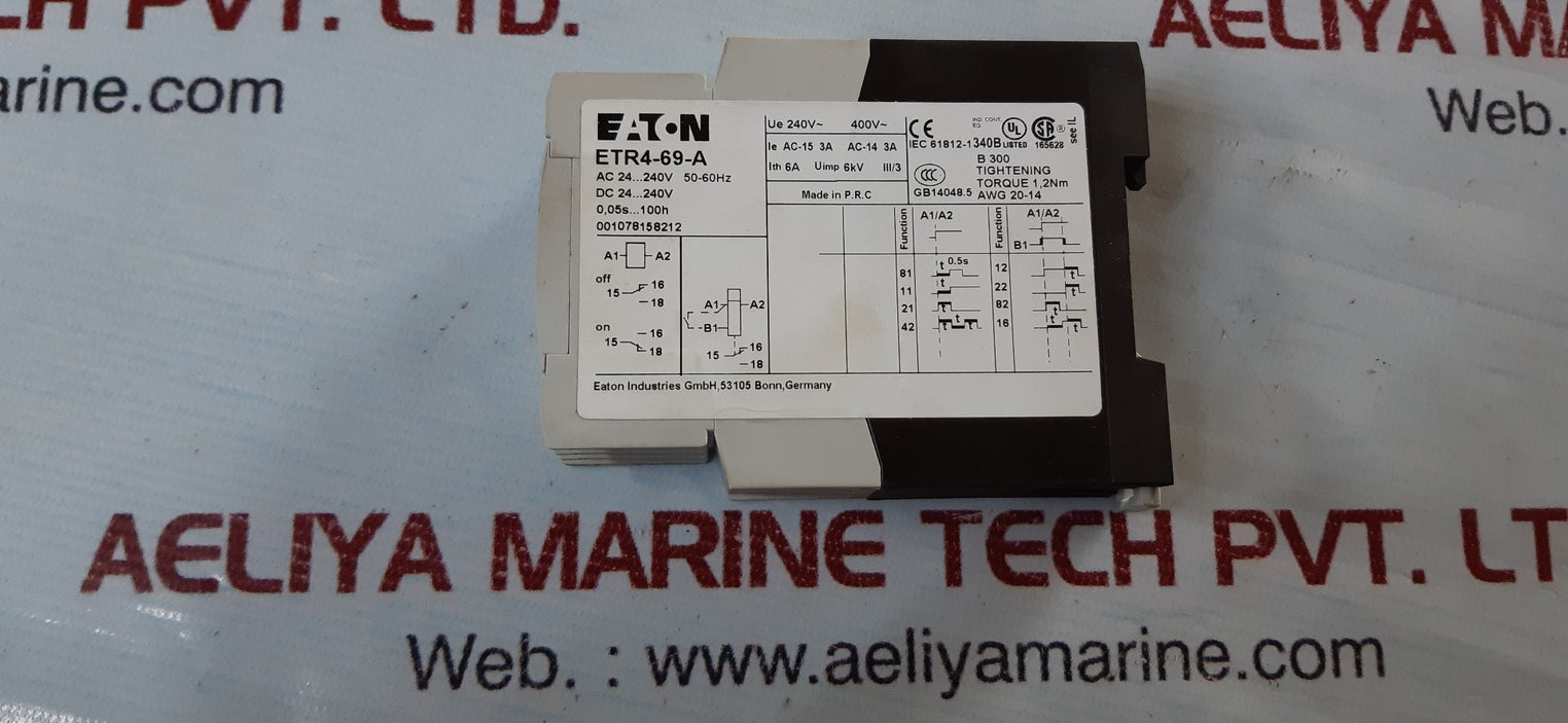 Eaton etr4-69-a time relay 24-240v 50-60hz 0,05s..100h