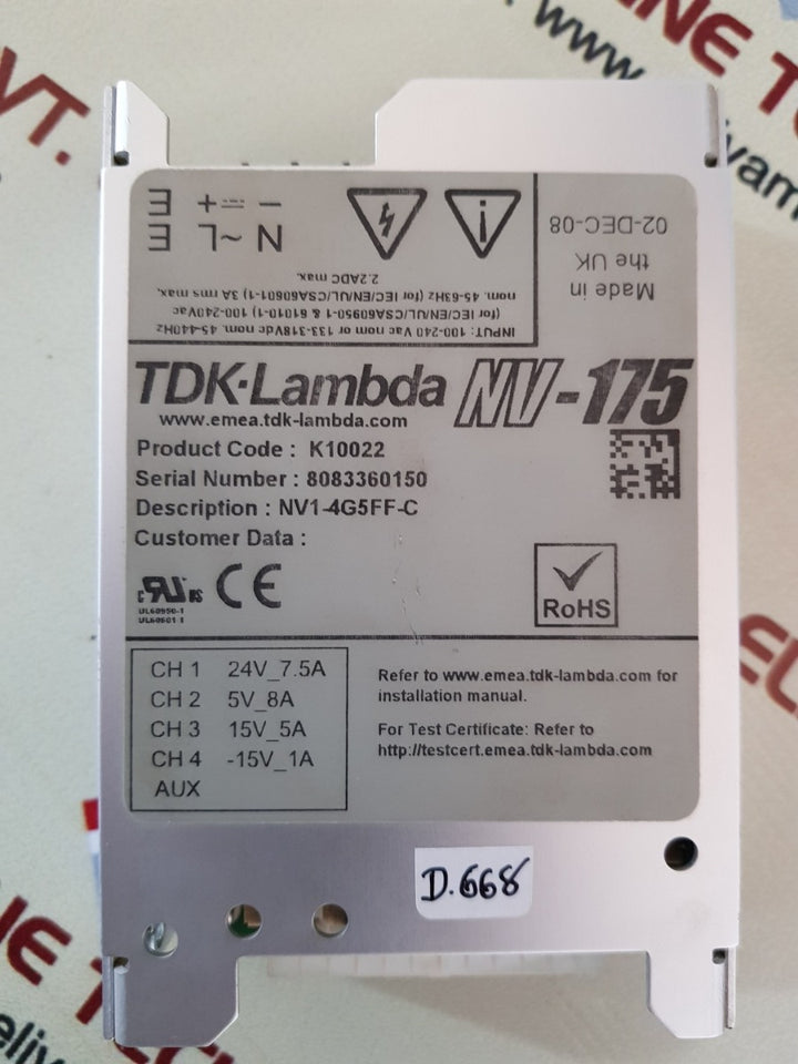 Tdk lambda nv 175 power supply nv1 4g5ff-c