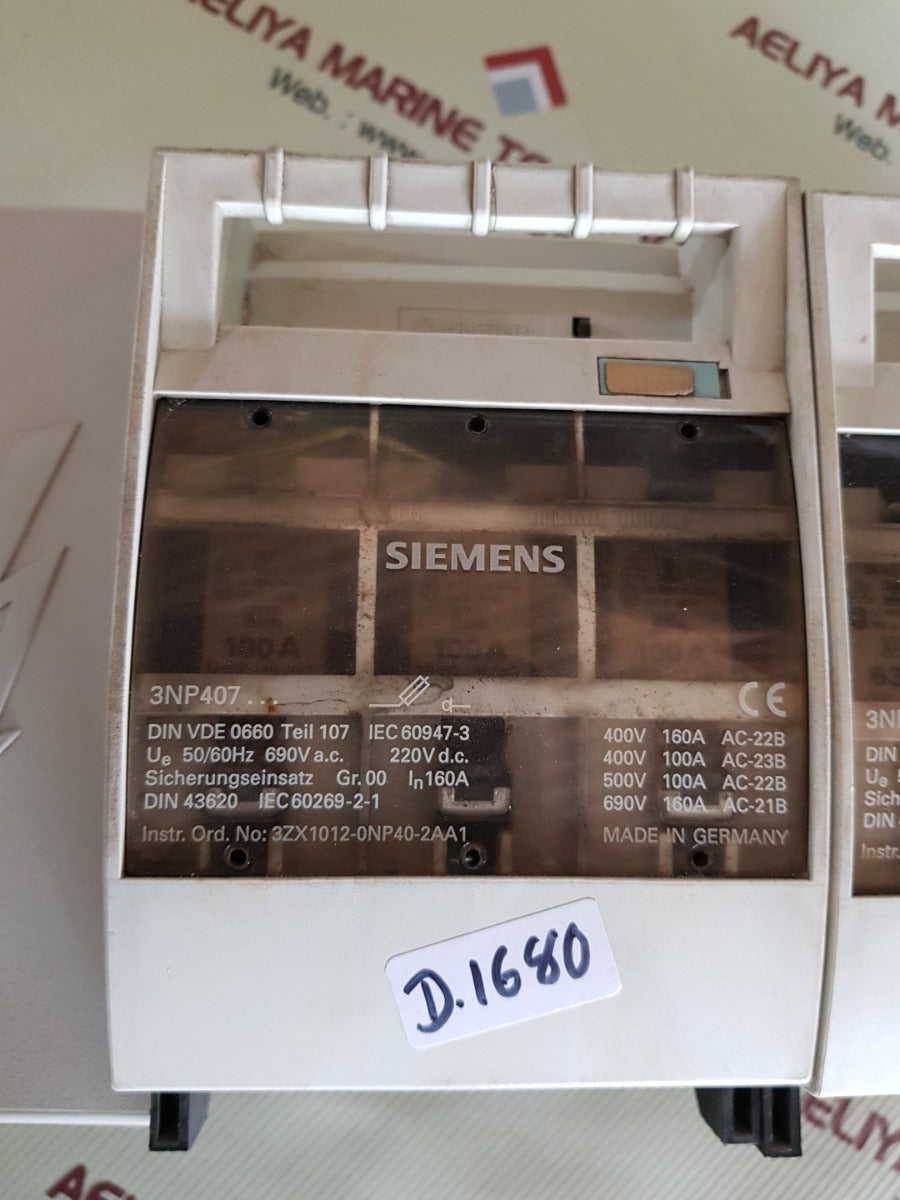 Siemens 3np407 fuse switch disconnectors
