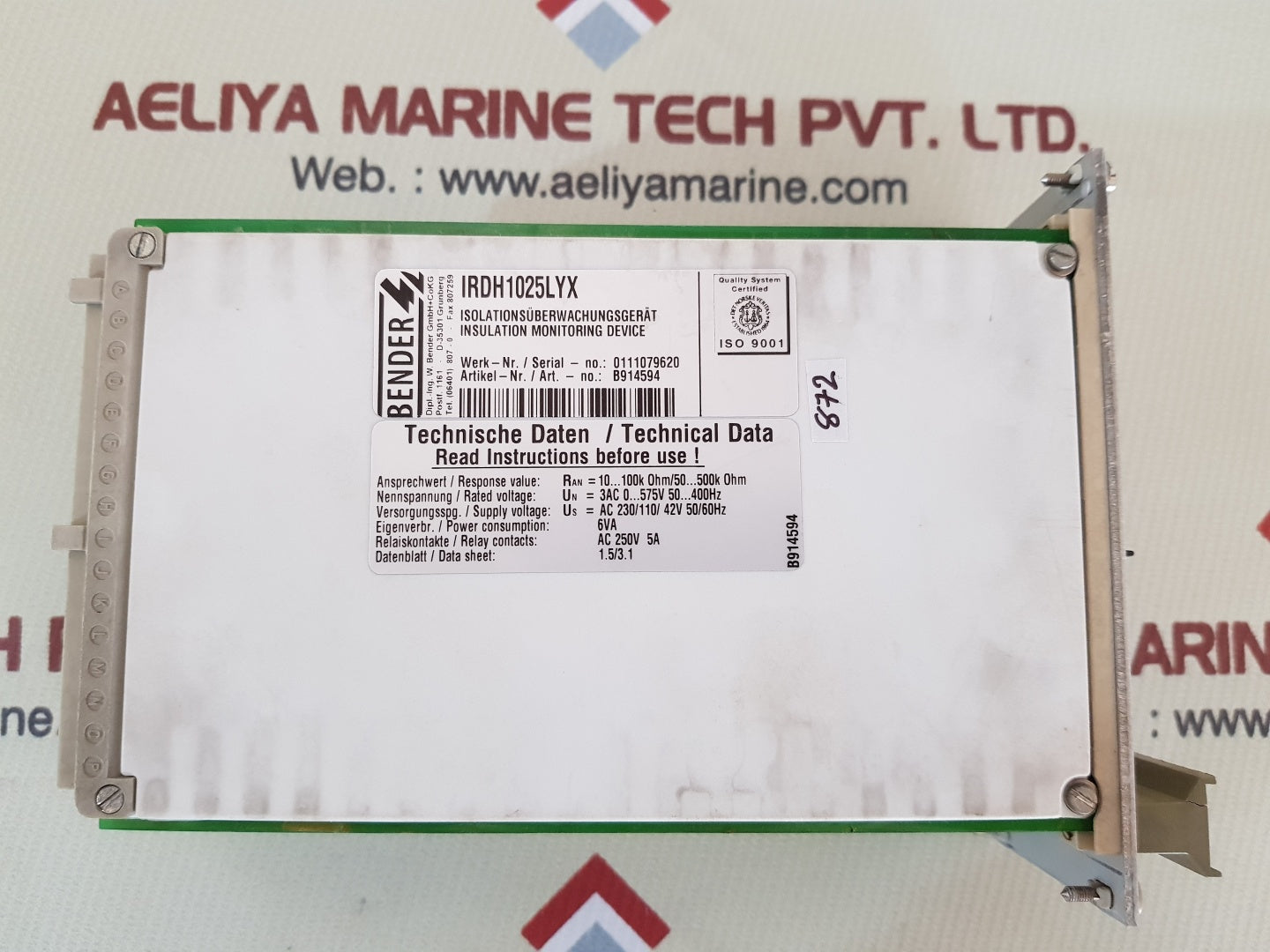 Bender irdh1025lyx insulation monitoring device