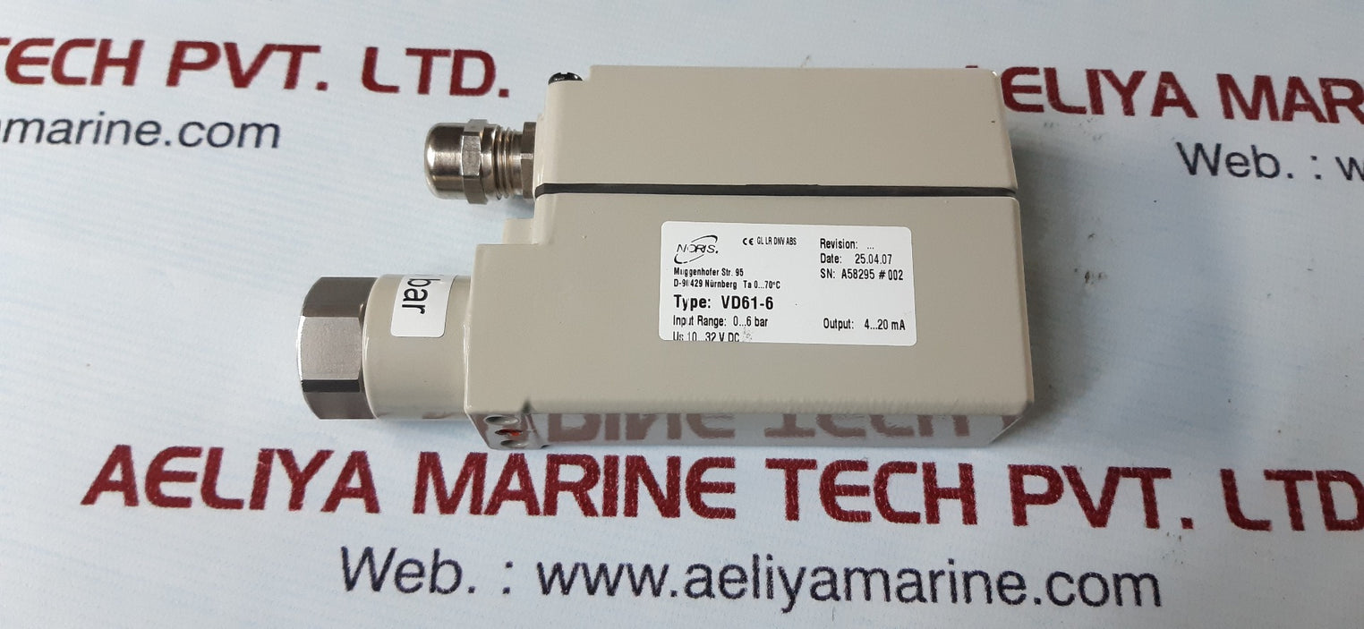 Noris vd61-6 pressure transmitter pmax 35bar