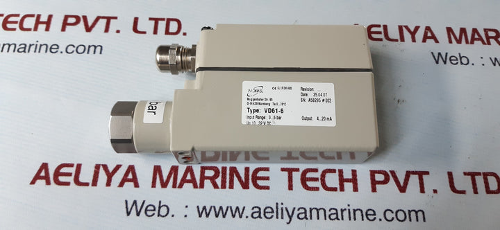 Noris vd61-6 pressure transmitter pmax 35bar