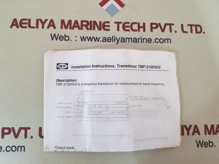 Deif tmf-210dg/2 transducer 55-60-65 hz 440vac 4-12-20ma