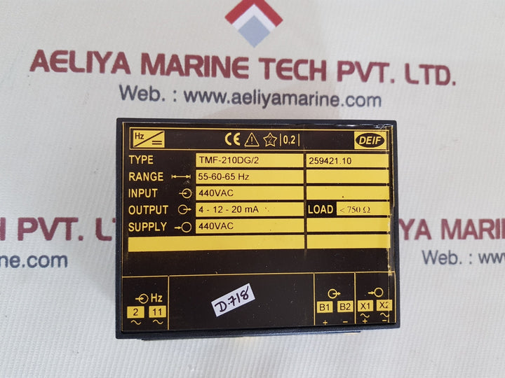 Deif tmf-210dg/2 transducer 55-60-65 hz 440vac 4-12-20ma