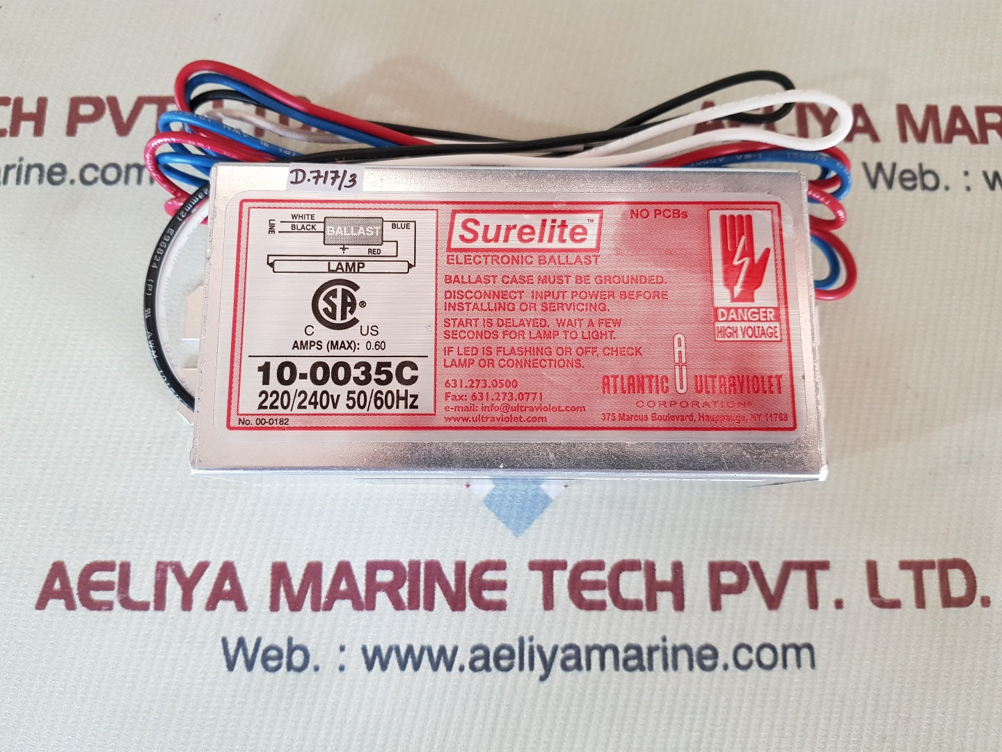 Atlantic ultraviolet 10-0035c Surelite jb12423 for uv lamps
