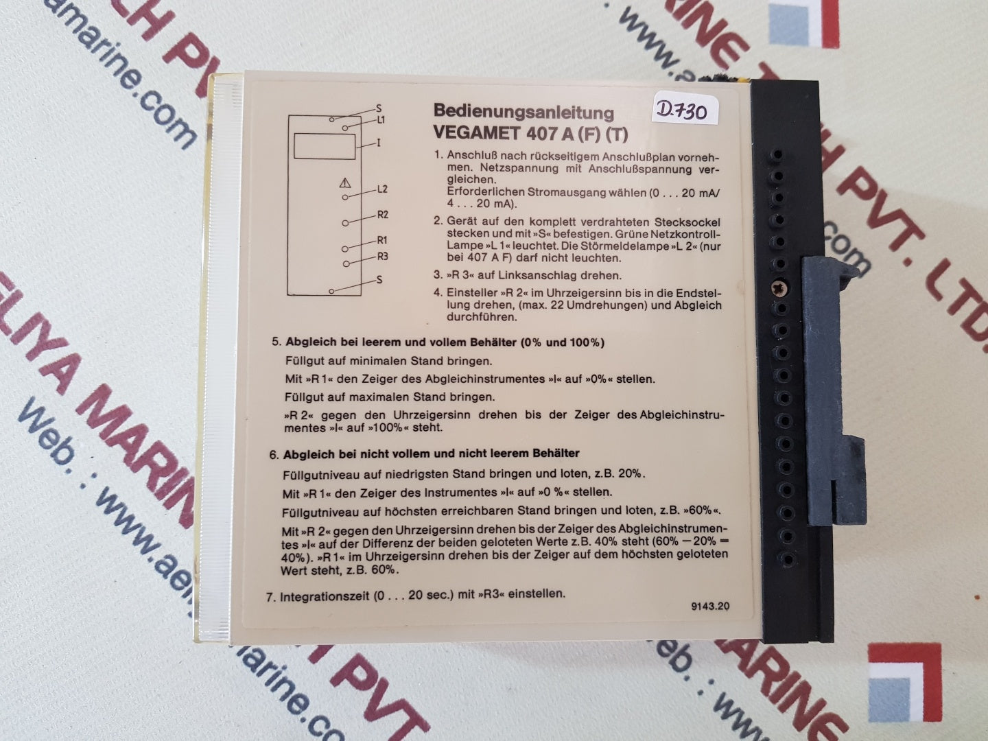 Vegamet 407af/441b level monitor 441b(444)/407a(f)(t)