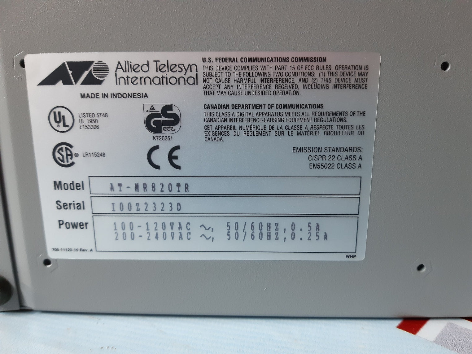 Allied telesyn at-mr820tr centrecom multiport micro hub/repeater
