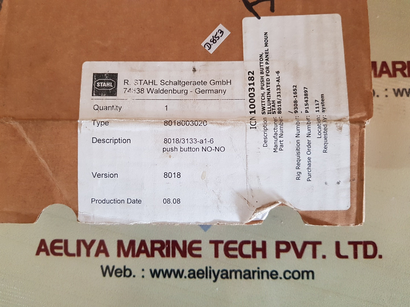 Stahl 8018/3133-al-6 illuminated push button