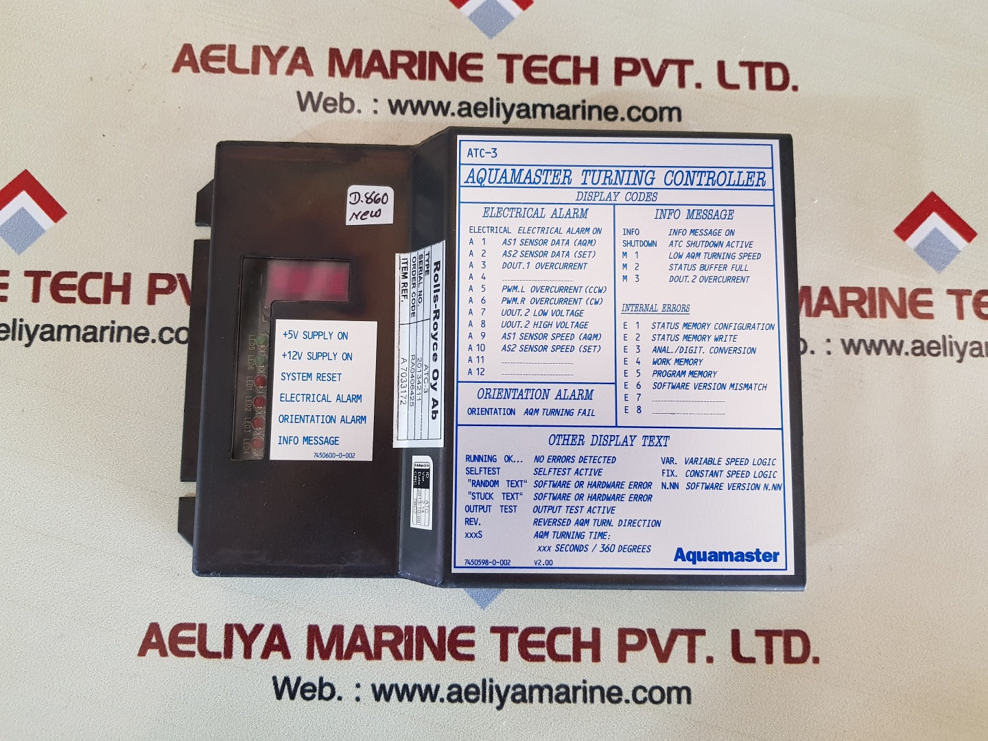 Rolls-royce atc-3 aqua master turning controller