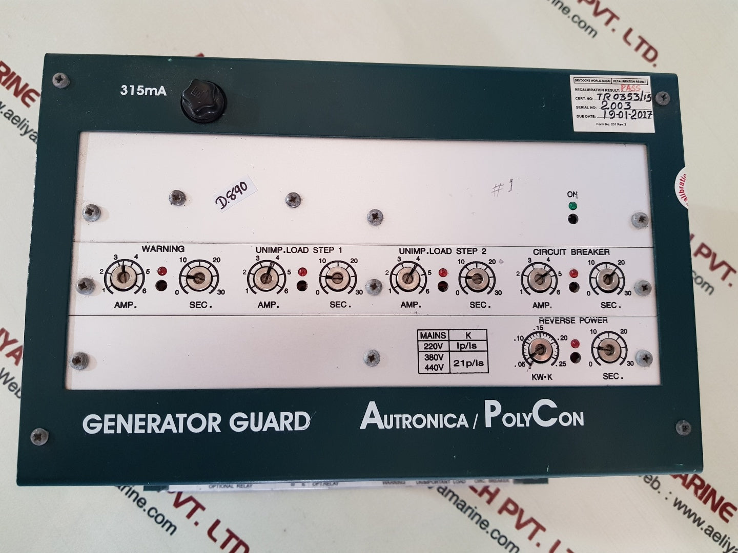 Autronica/polycon ak-35/4 generator guard 315ma