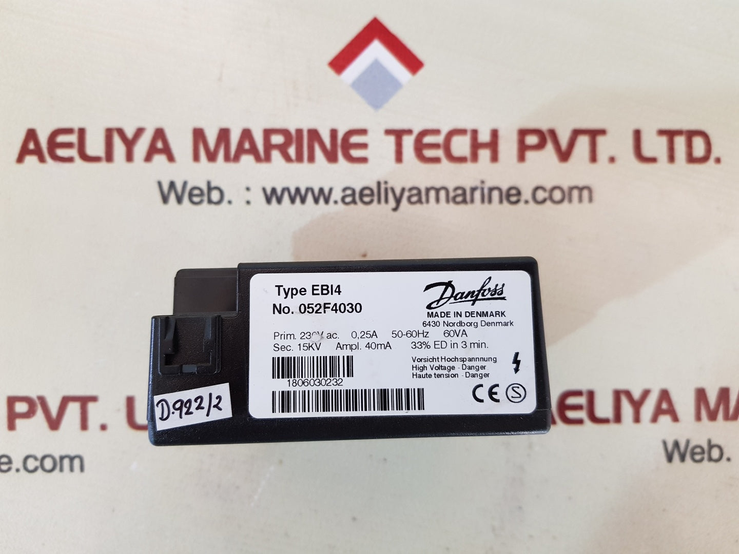 Danfoss ebi4 gas ignition transformer 230v 15kv