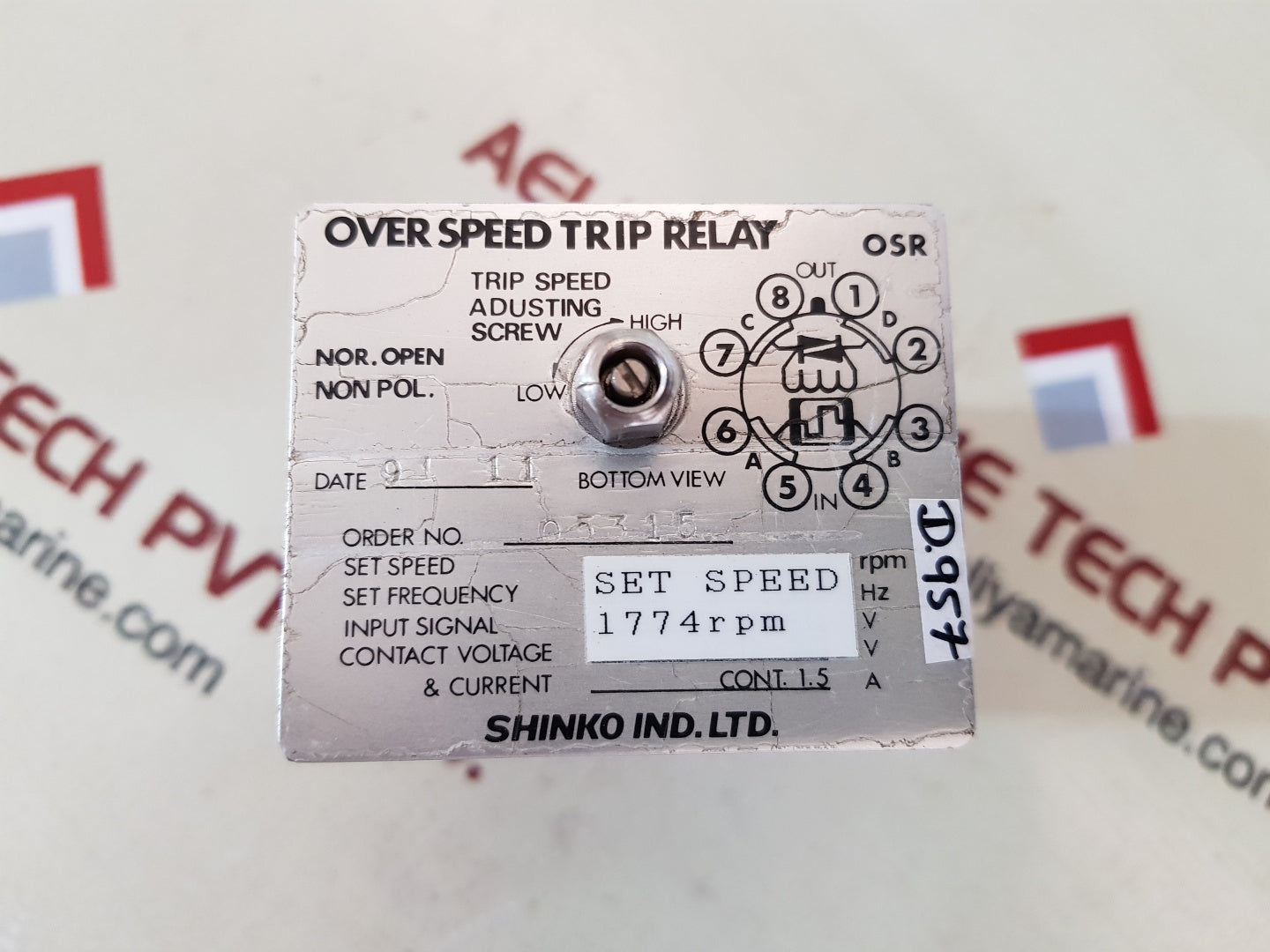 Shinko over speed trip relay 1774rpm