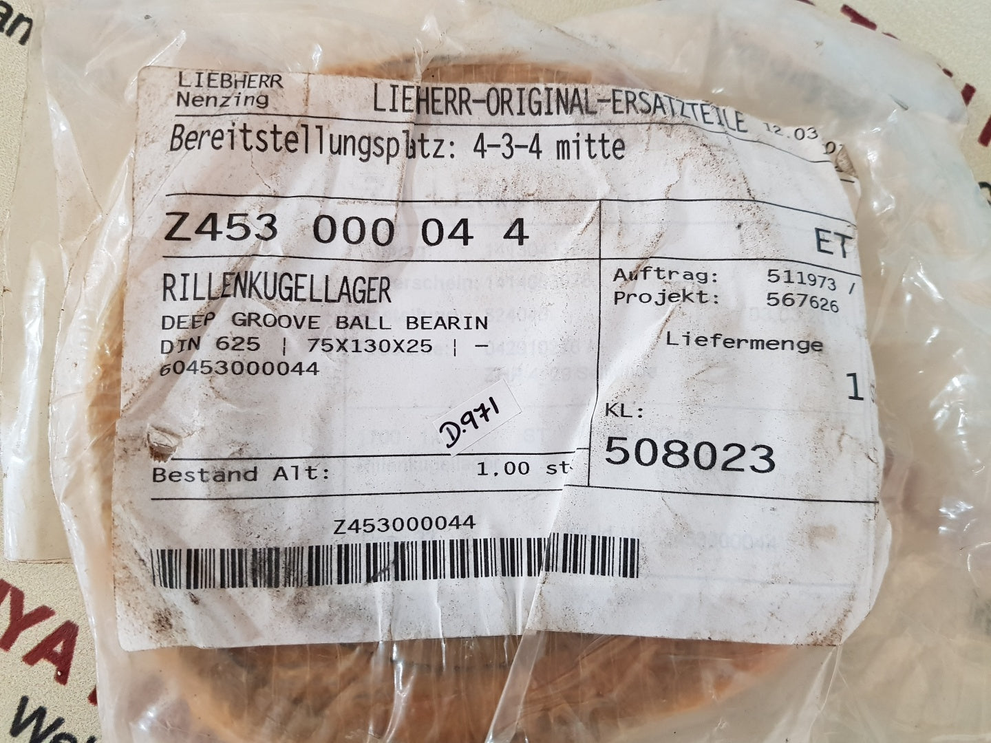 Liebherr z453000044 deep groove ball bearing