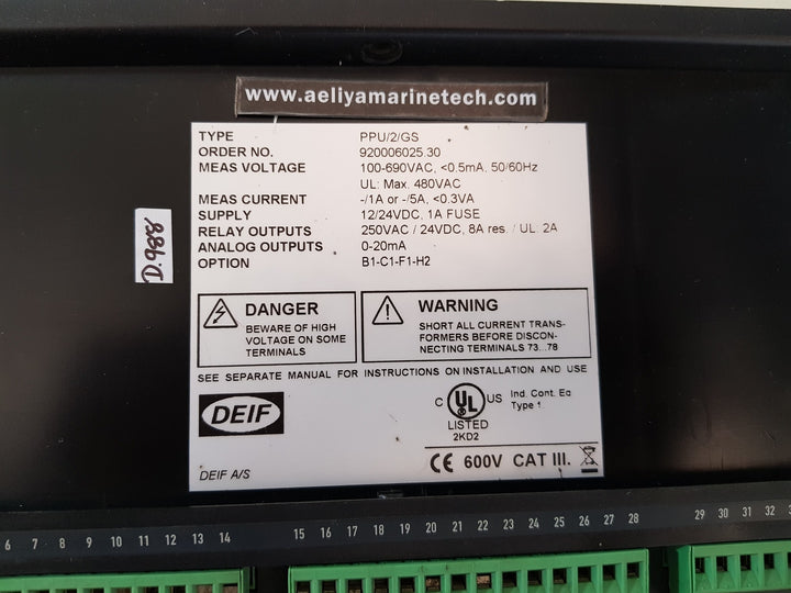 Deif ppu/2/gs protection and paralleling unit