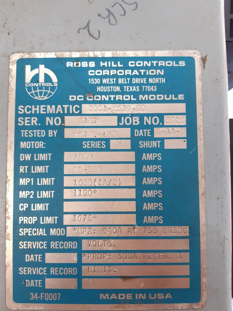Ross hill controls dc control module ser. x