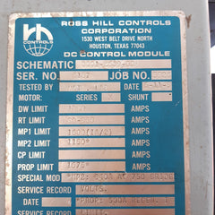 Ross hill controls dc control module ser. x