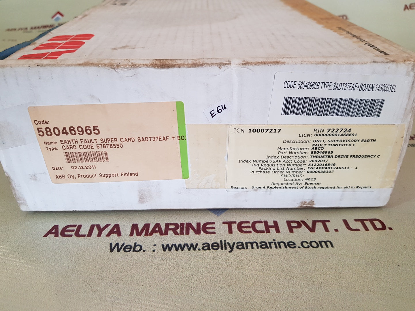 Abb sadt37eaf+box earth fault super card 58046965