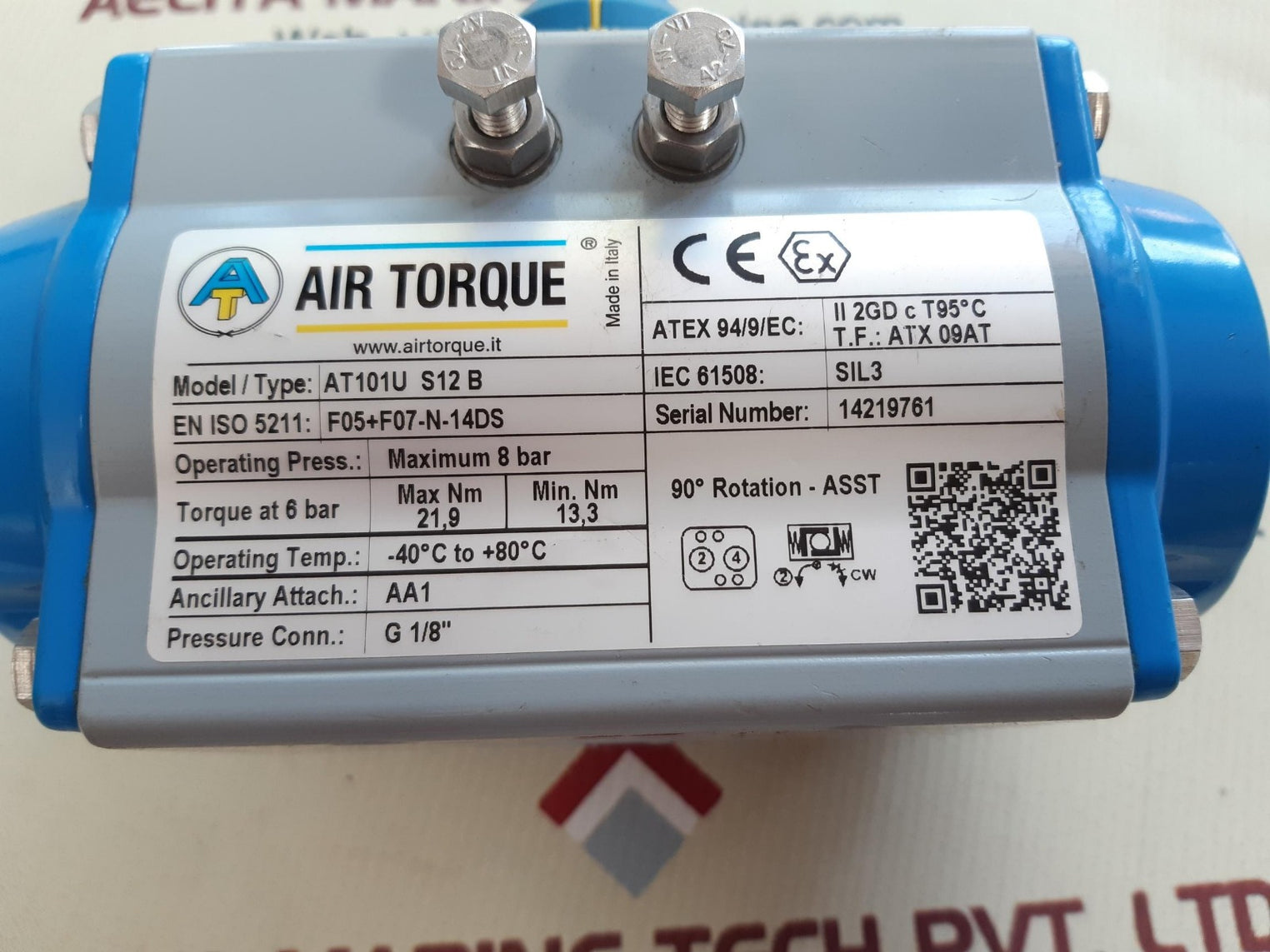 Air torque at101u s12b pneumatic actuator pump