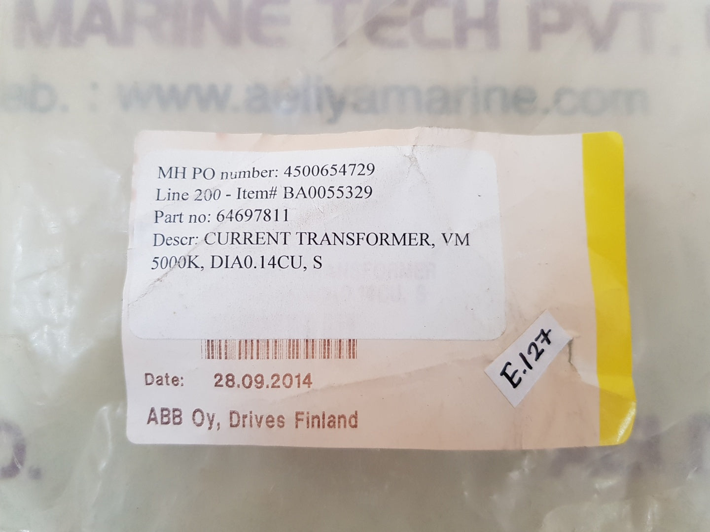 Abb 64697811 current transformer vm 5000k,dia0.14cu,s