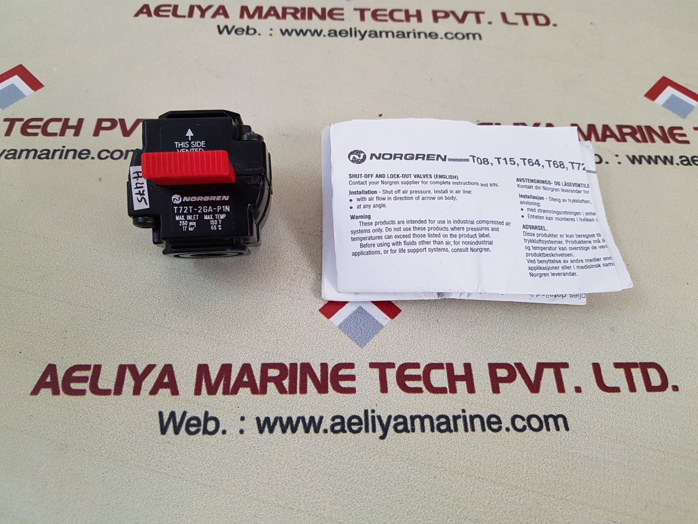 Norgren t72t-2ga-p1n shut off valve