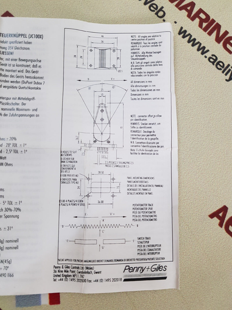 Penny+giles jc100-002 controller joystick