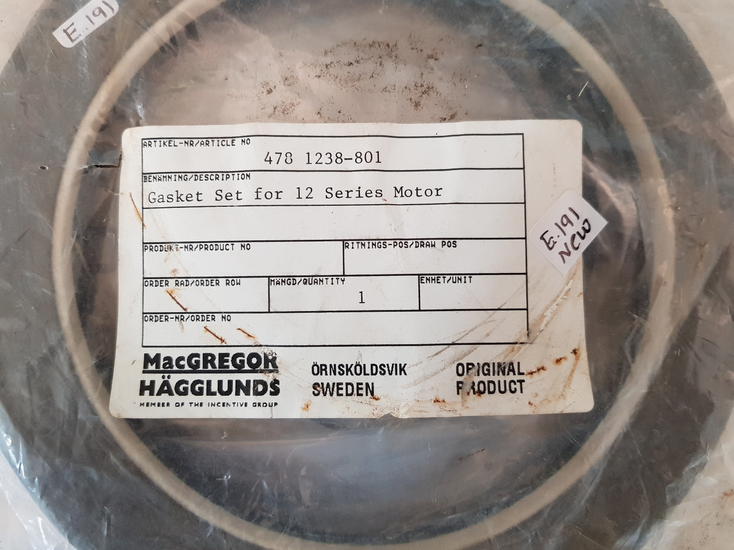 Macgregor hagglunds 478 1238-801 gasket set for 12 series motor