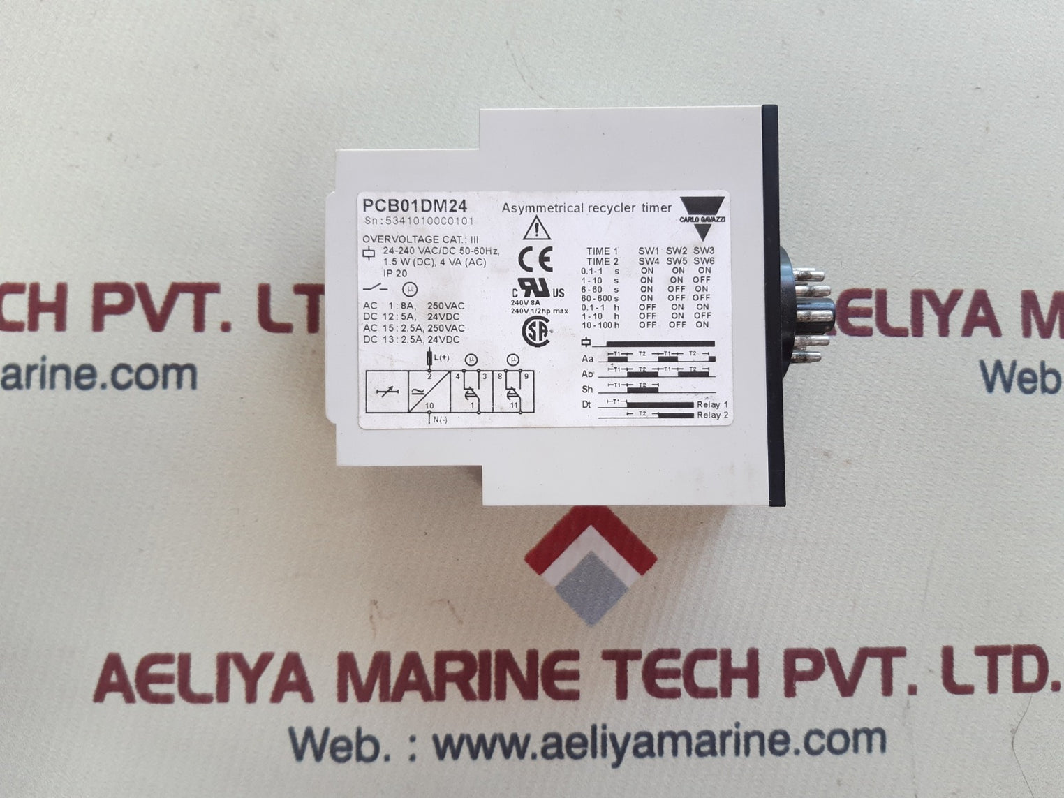 Carlo gavazzi pcb01dm24 asymmetrical recycler timer 24-240v 50/60hz