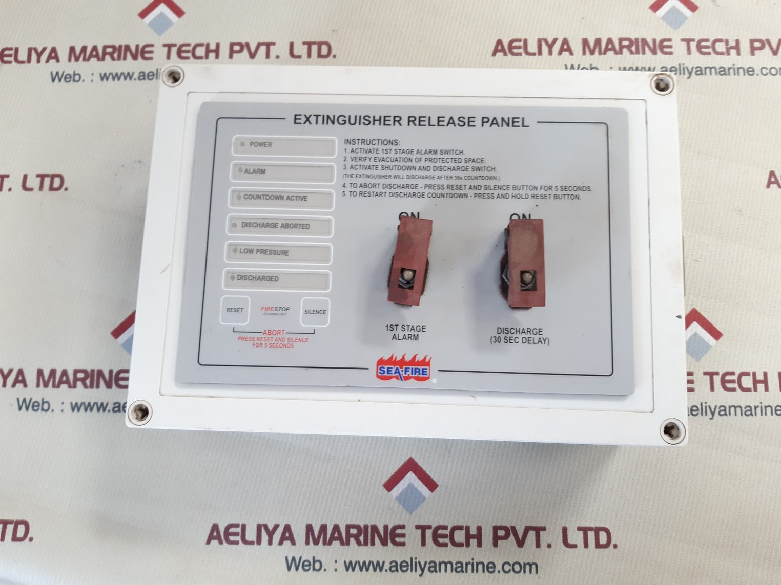 Sea-fire extinguisher release panel