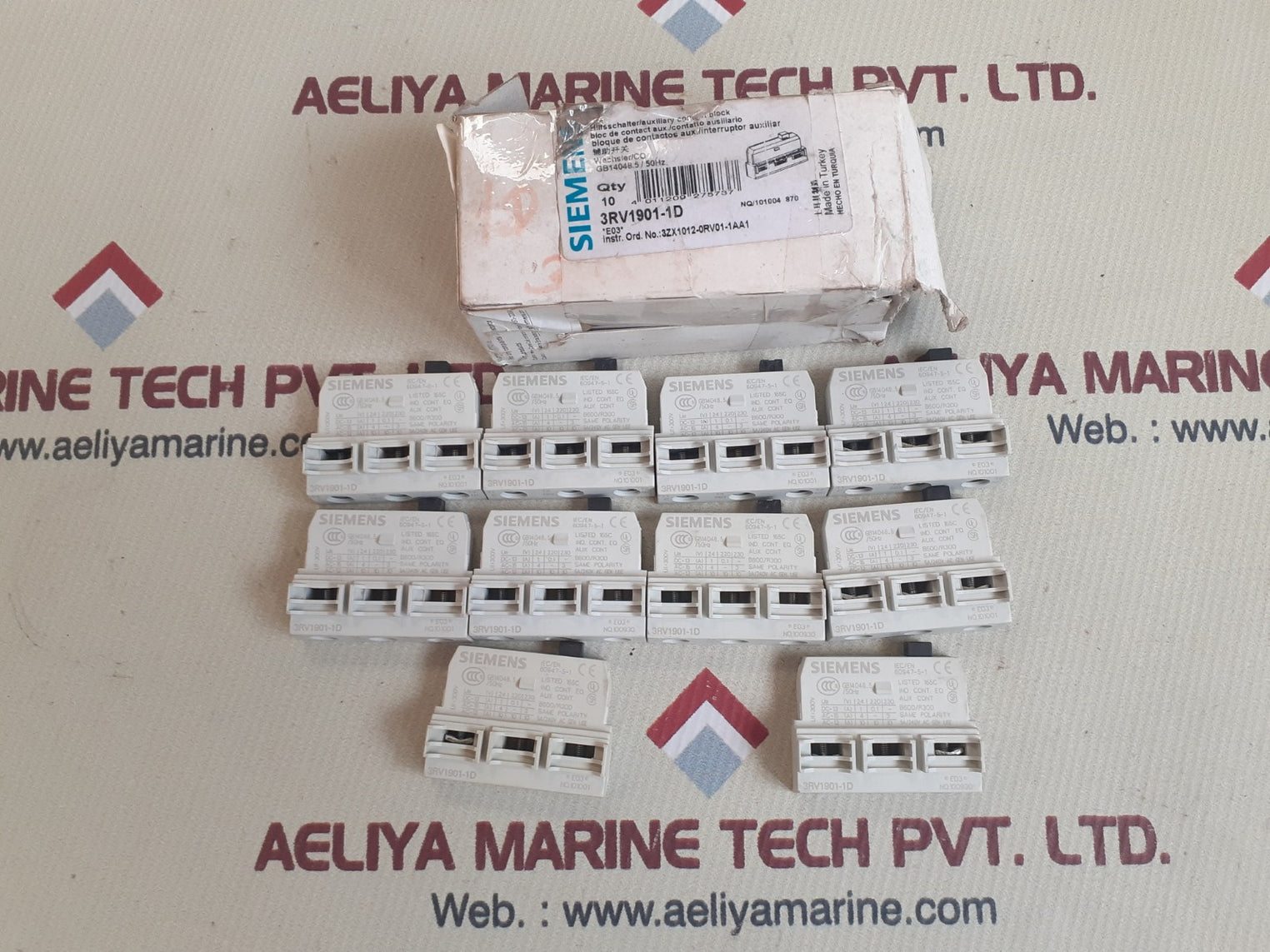 Set of 10x siemens 3rv1901-1d auxiliary contact block