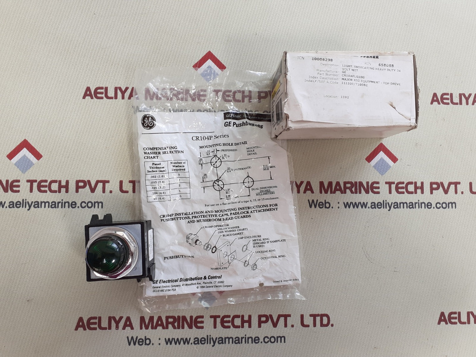 General electric cr104pxg48 green push button