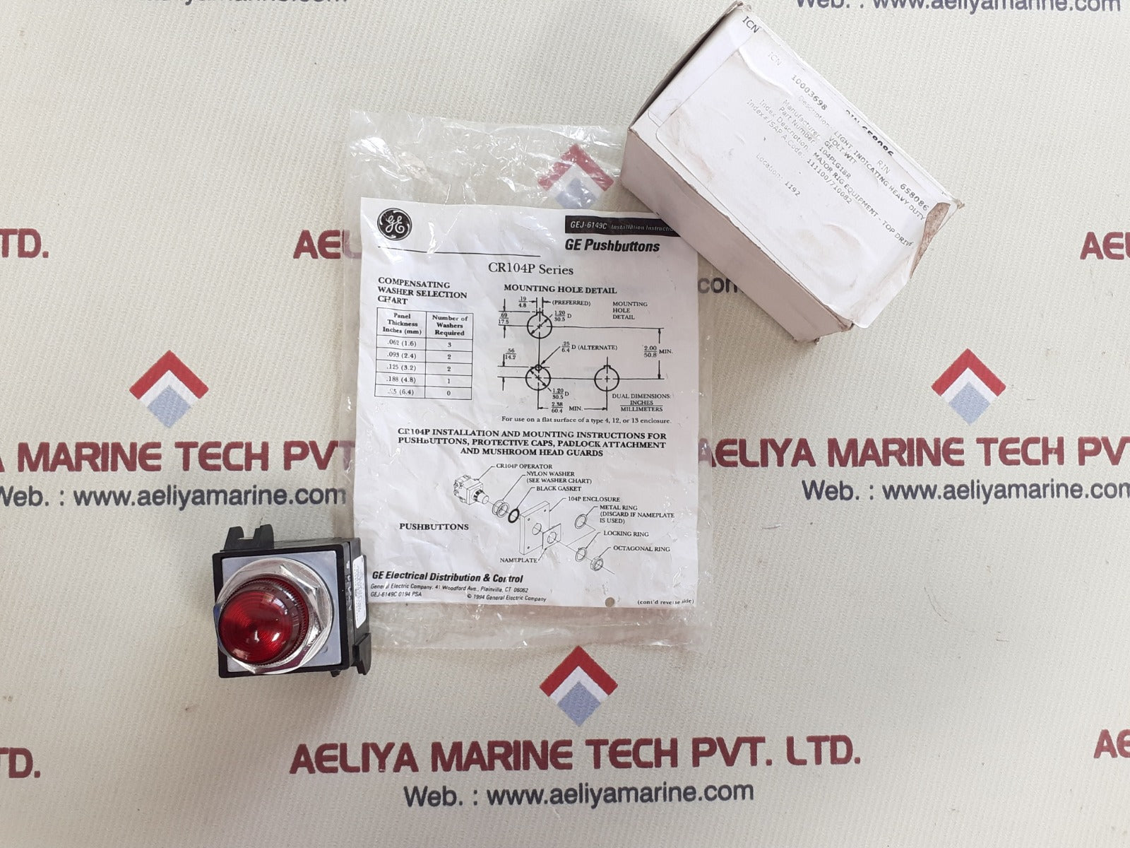 General electric cr104pxg48 red push button