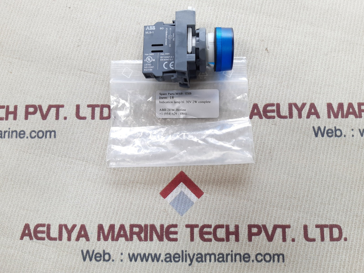 Abb mlb-1 blue pilot light with contact block