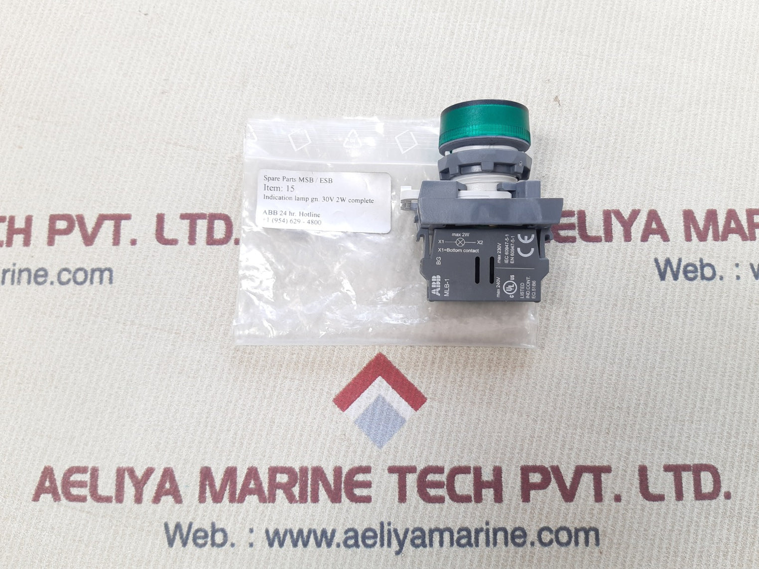 Abb mlb-1 green pilot light with contact block