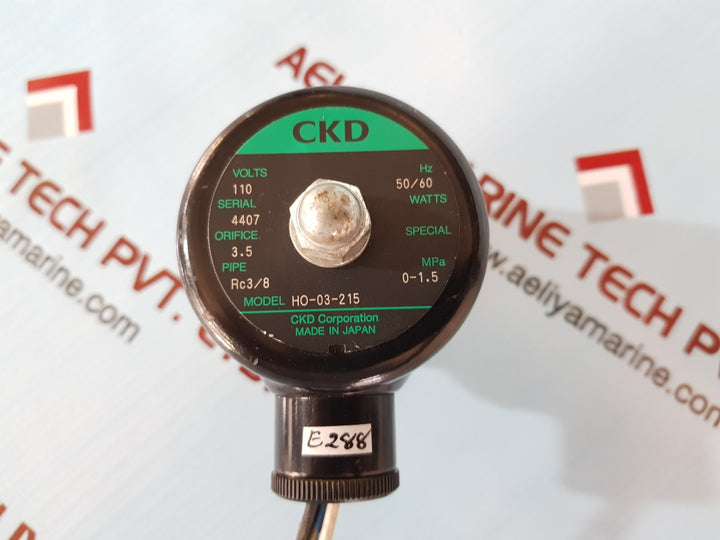 Ckd ho-03-215 2-way brass solenoid valve 110v 50/60hz