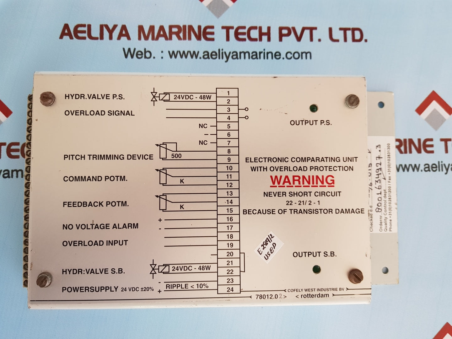 Cofely electronic comparating unit with overload protection