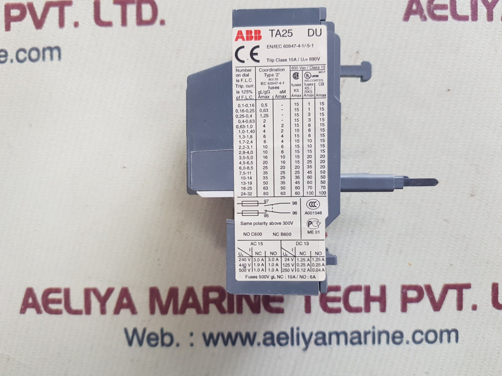 Abb ta25du relay thermal overload
