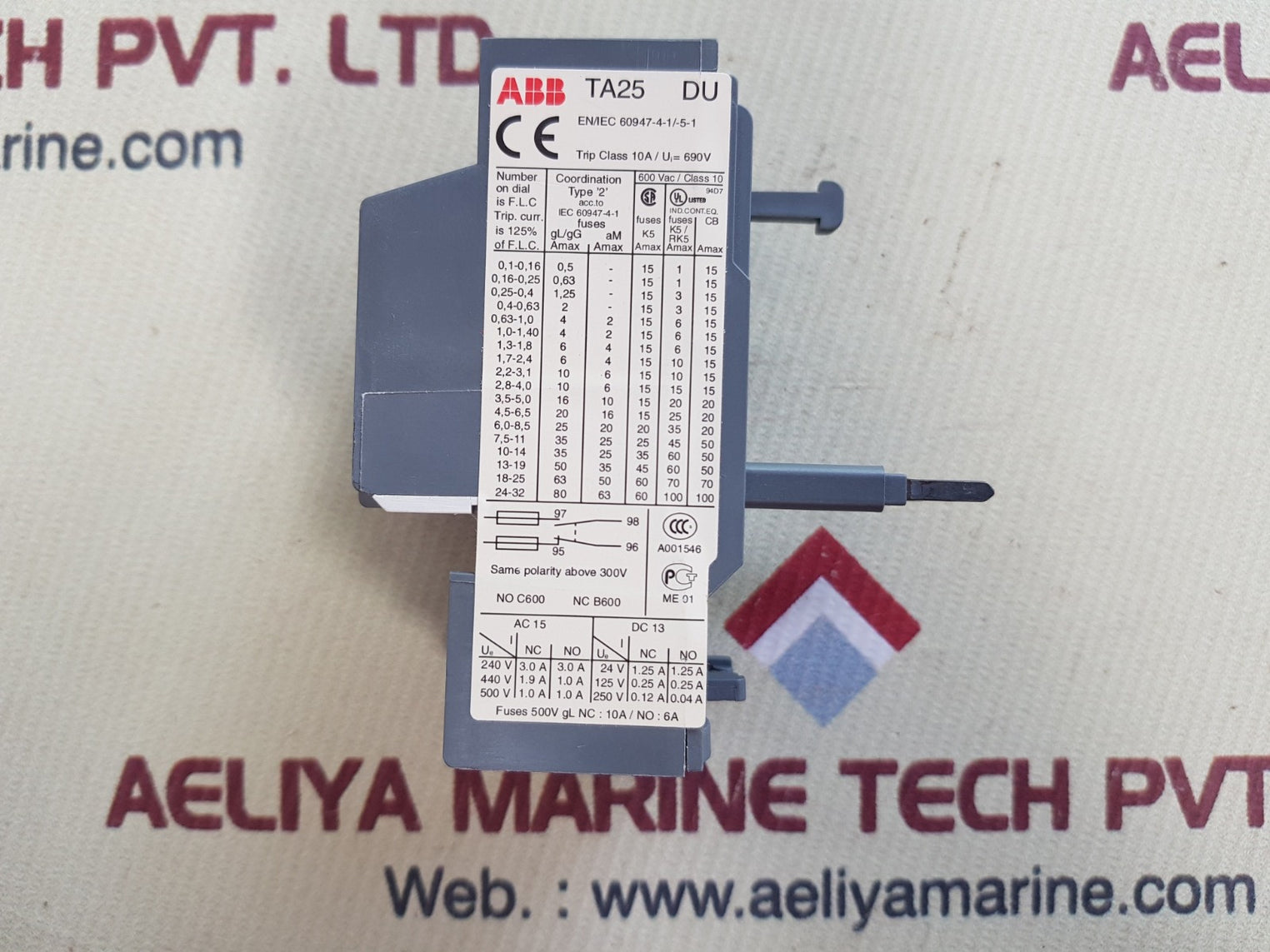 Abb ta25du relay thermal overload 18 amp to 25 amp