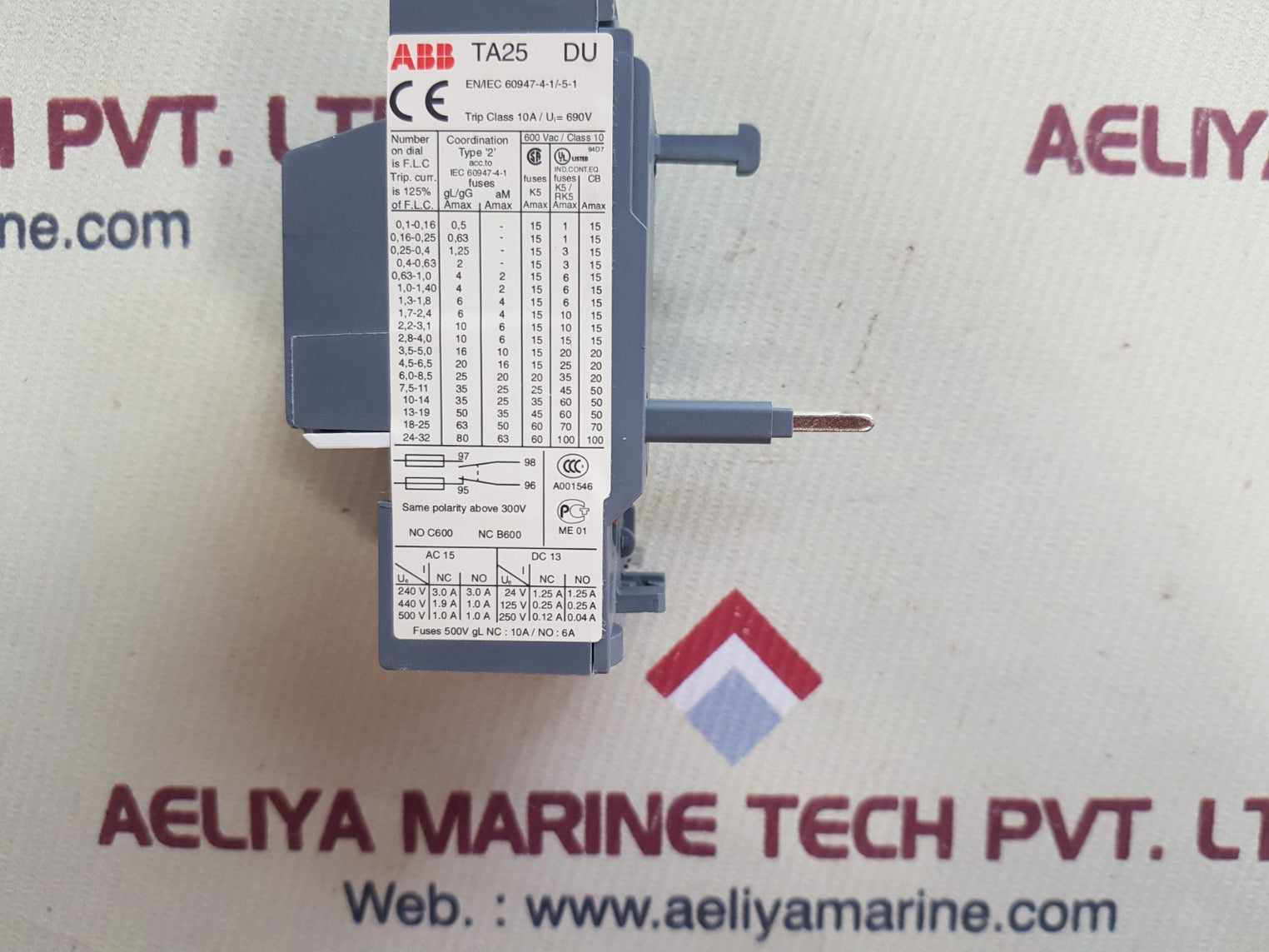 Abb ta25 du thermal overload relay 3.5 amp to 5 amp