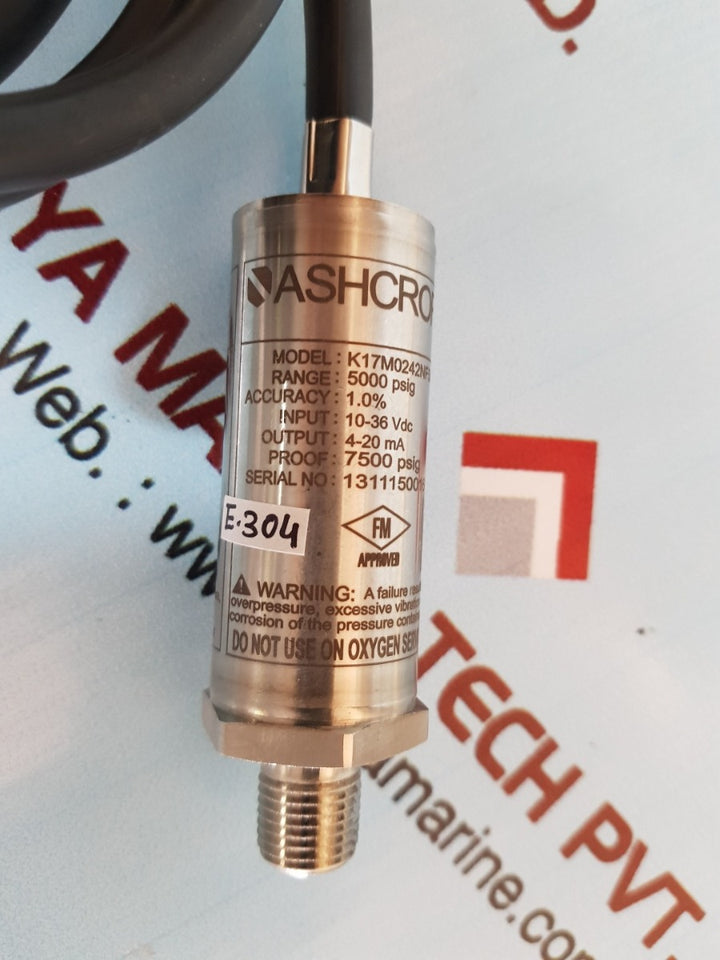 Ashcroft k17m0242nf5000# pressure transducer 5000psig