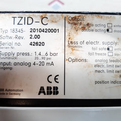 Abb tzid-c 18345-2010420001 electro pneumatic postioner