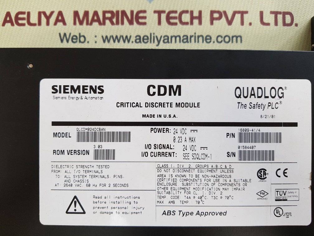 Siemens qlcdm024dcban cdm quadlog critical discrete module