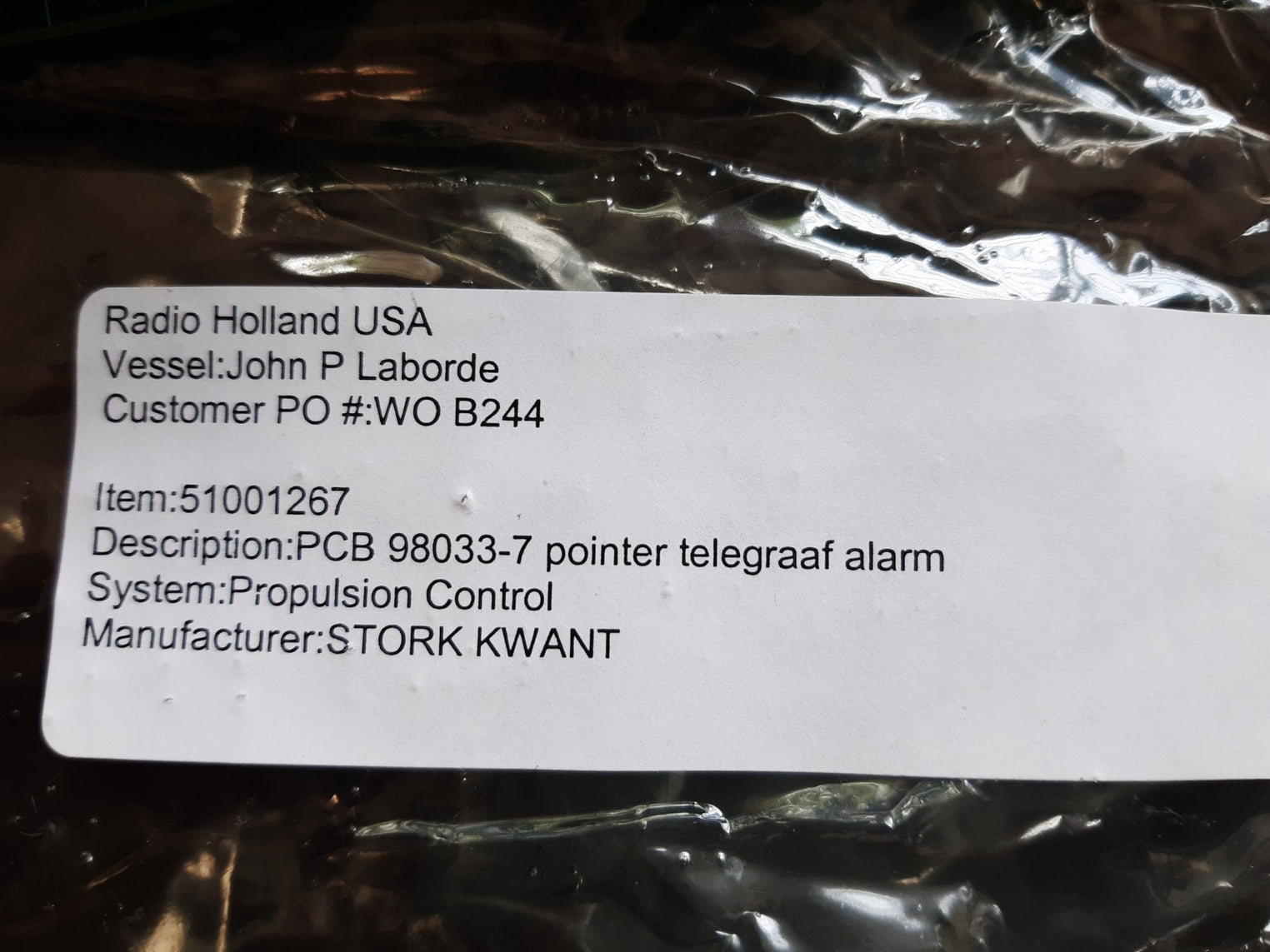 Stork-kwant pcb 98033d telegraph relay system alarm propulsion control 