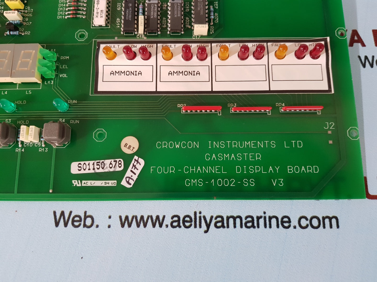 Crowcon instruments gms-1002-ss gasmaster four-channel display board