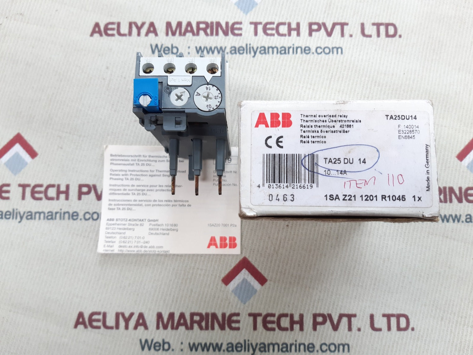 Abb ta25du14 thermal overload relay 10-14A