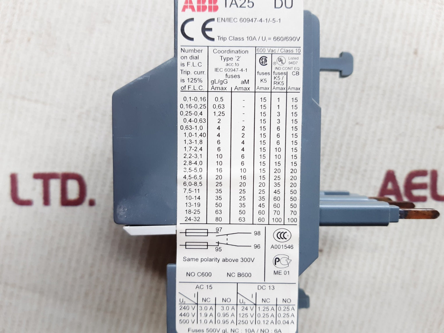 Abb ta25du14 thermal overload relay 10-14A