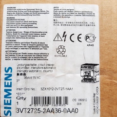 Siemens 3vt2725-2aa36-0aa0 circuit breaker