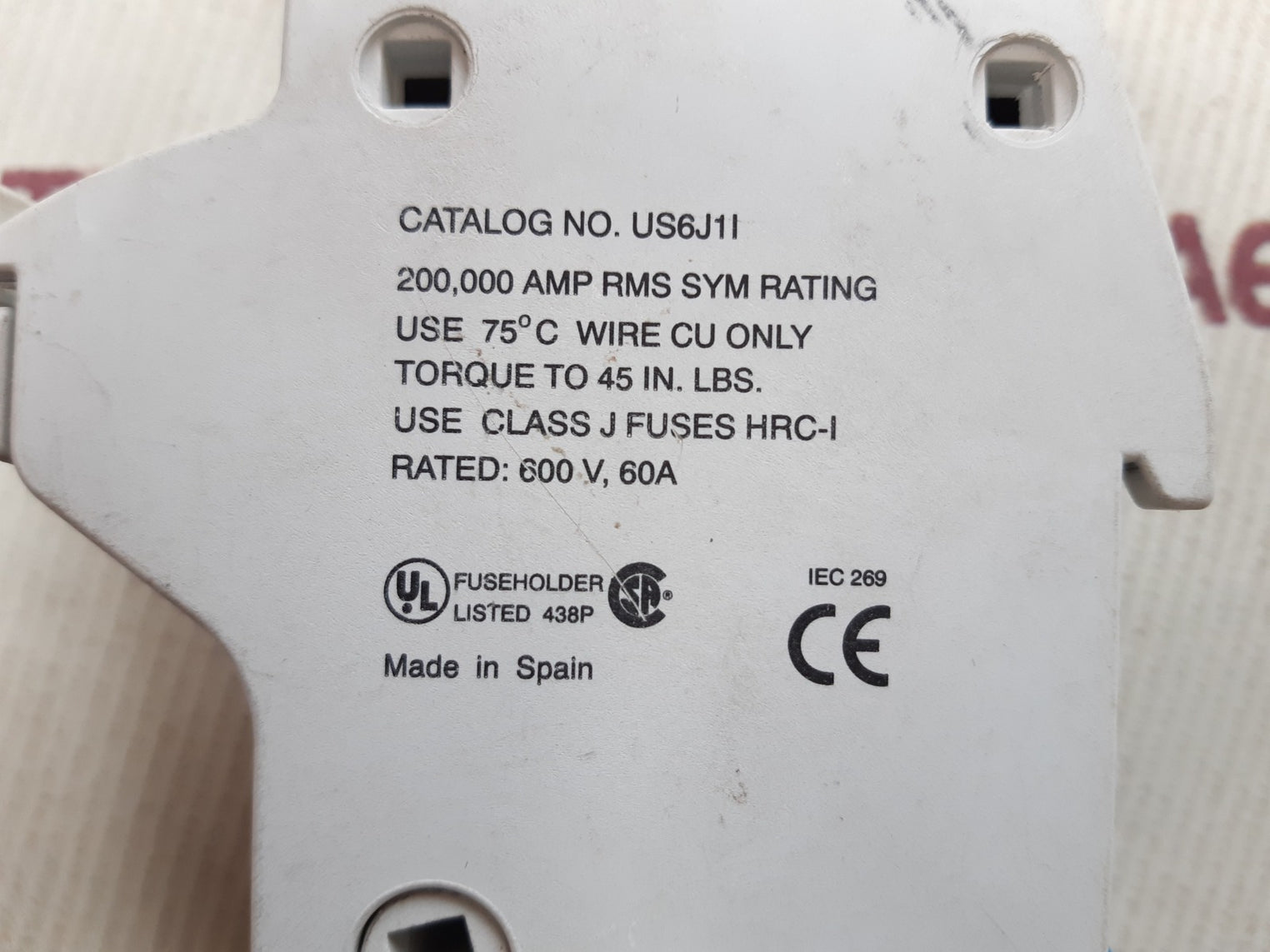 Gould ultrasafe us6j1i fuse holder 600V 60A