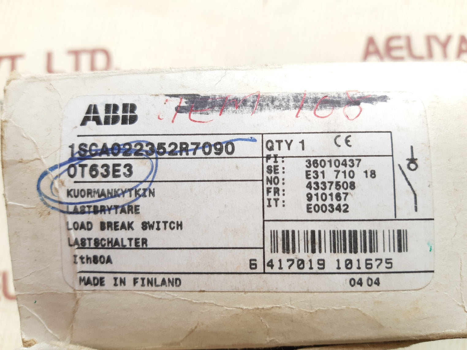 Abb ot63e3 load break switch 1sca022352r7090