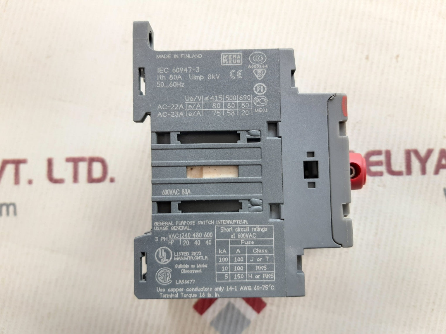 Abb ot63e3 load break switch 1sca022352r7090